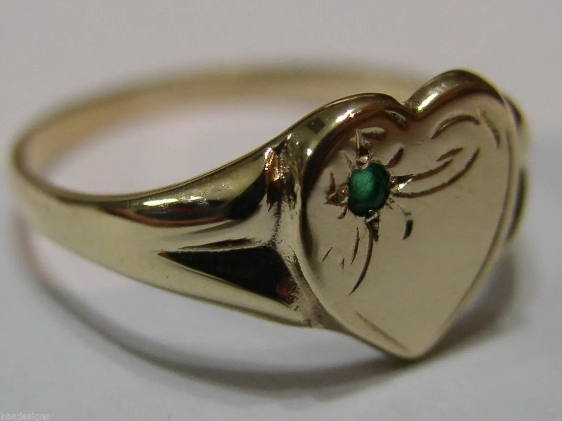 Size O 1/2  Genuine 9ct 9K Yellow, Rose or White Gold Green Tsavorite Garnet Signet Ring 265