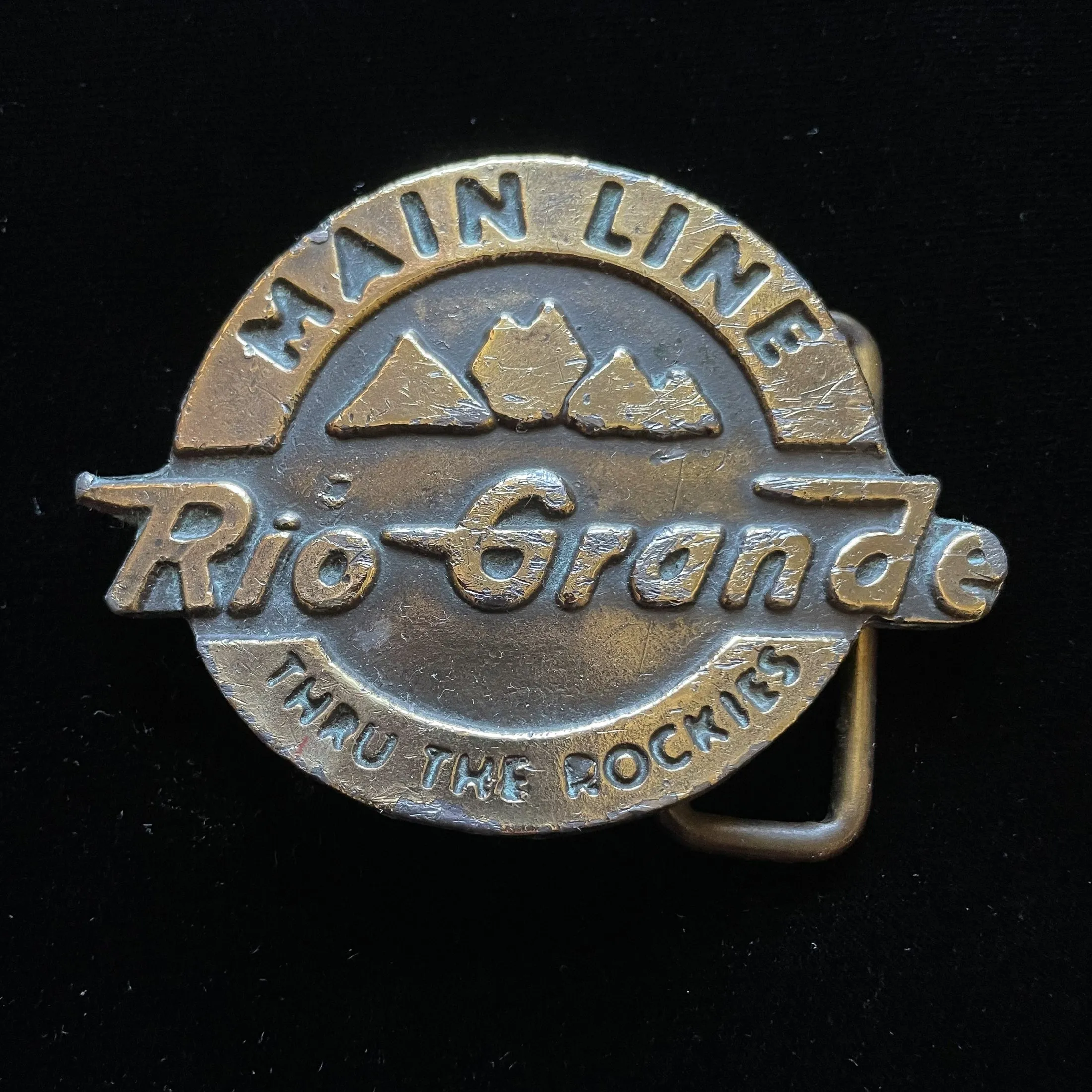 SOLD Vintage Rio Grande Main Line Thru the Rockies Belt Buckle, 133.3G
