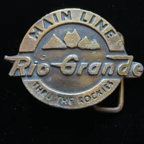 SOLD Vintage Rio Grande Main Line Thru the Rockies Belt Buckle, 133.3G