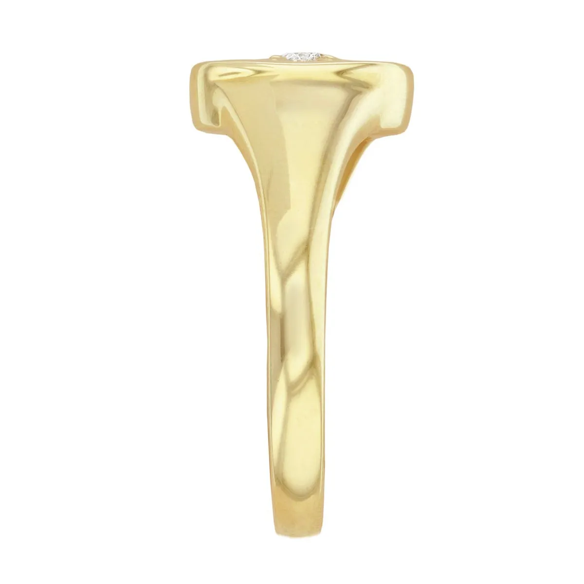 Soleil Collection Oval Diamond Set Signet Ring | 9K Solid Yellow Gold