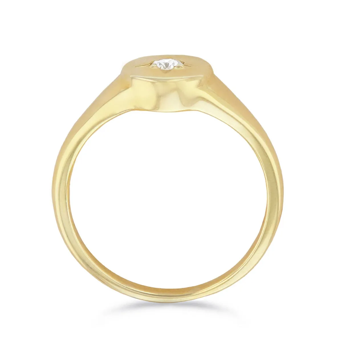Soleil Collection Oval Diamond Set Signet Ring | 9K Solid Yellow Gold