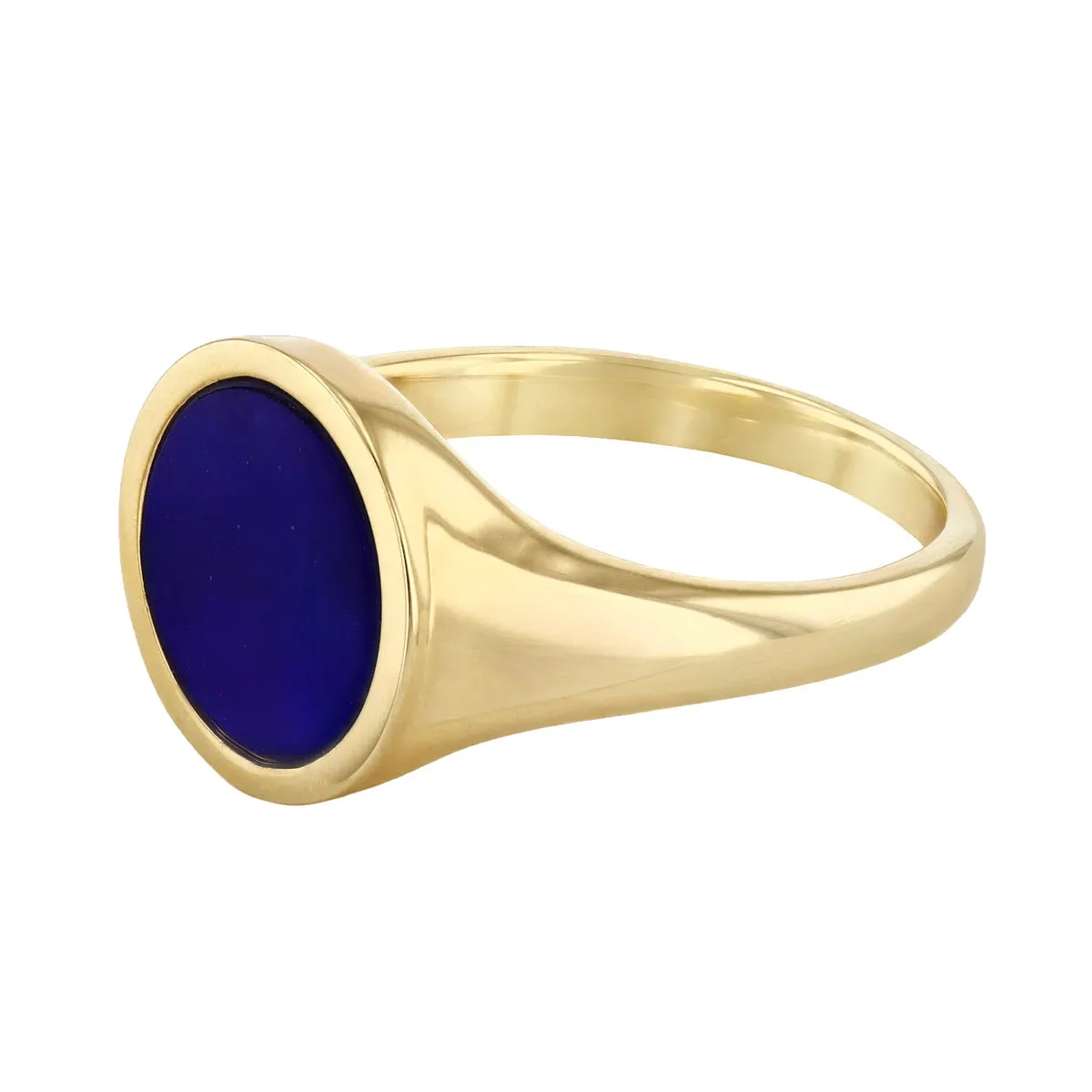 Soleil Collection Round Lapis Signet Ring | 9K Yellow Gold