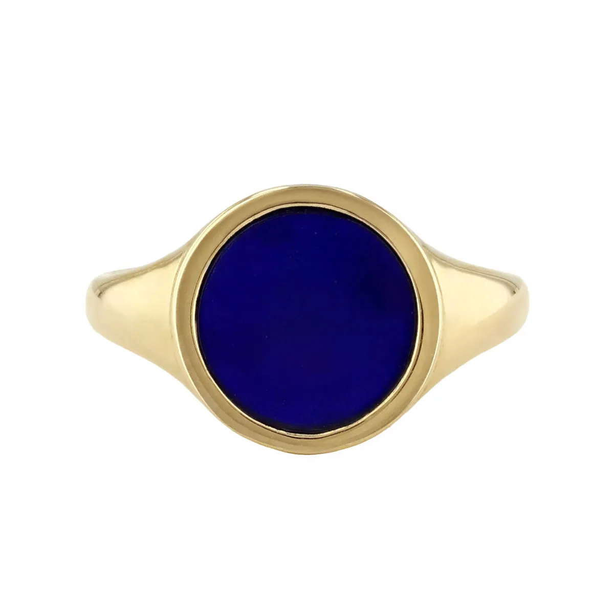 Soleil Collection Round Lapis Signet Ring | 9K Yellow Gold
