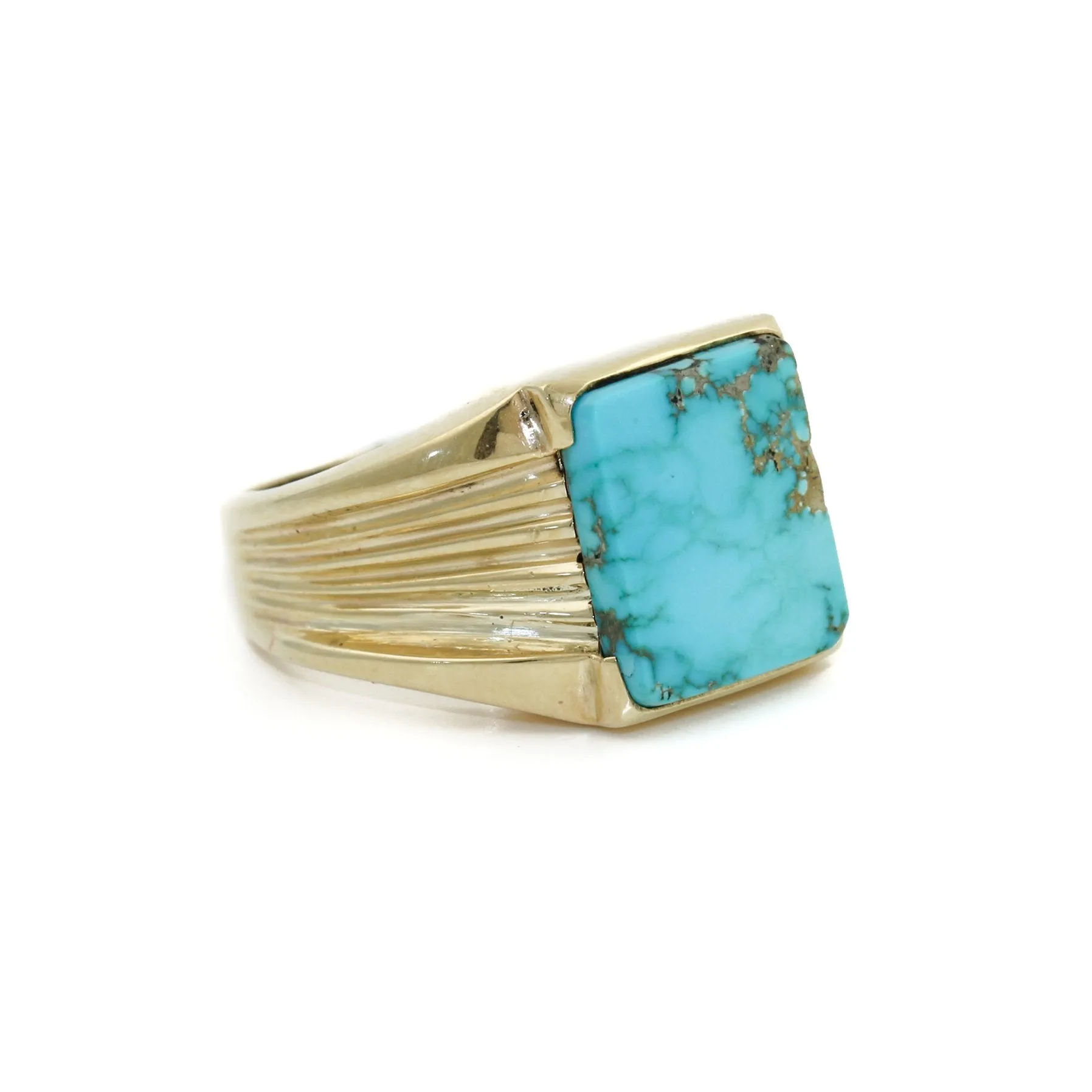 Solid 14k Gold x Neyshabur Turquoise Gentlemen's Signet