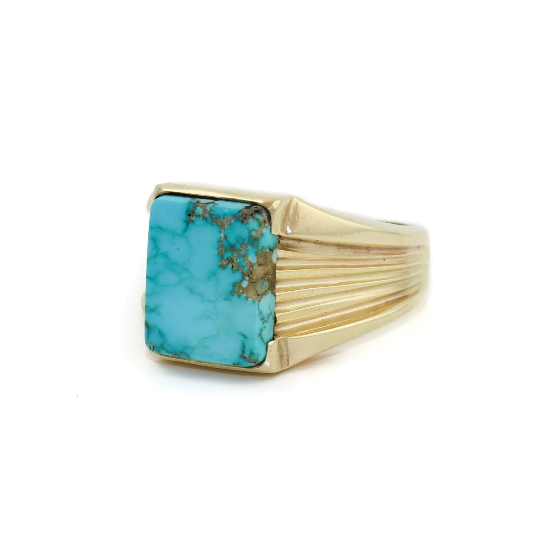 Solid 14k Gold x Neyshabur Turquoise Gentlemen's Signet