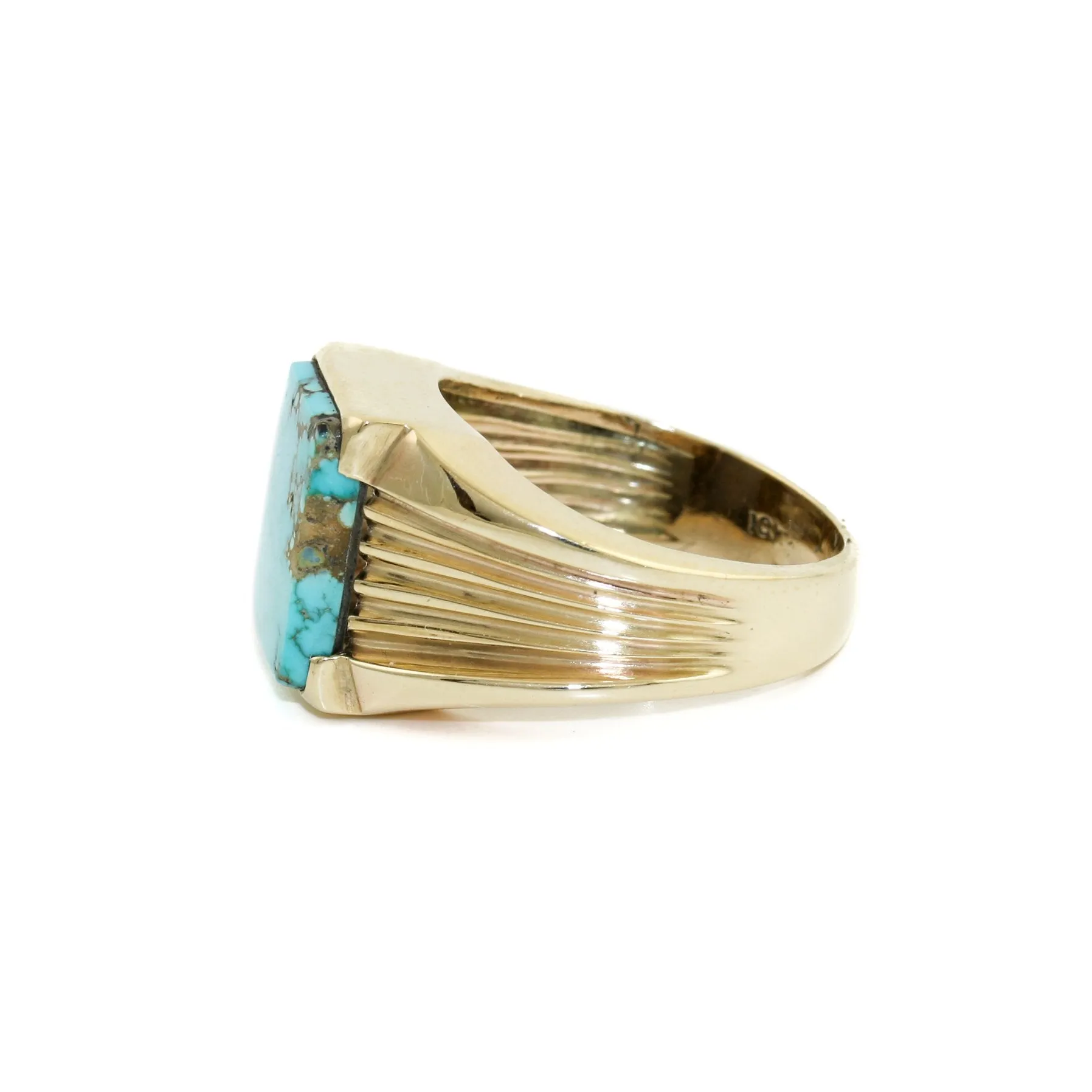 Solid 14k Gold x Neyshabur Turquoise Gentlemen's Signet
