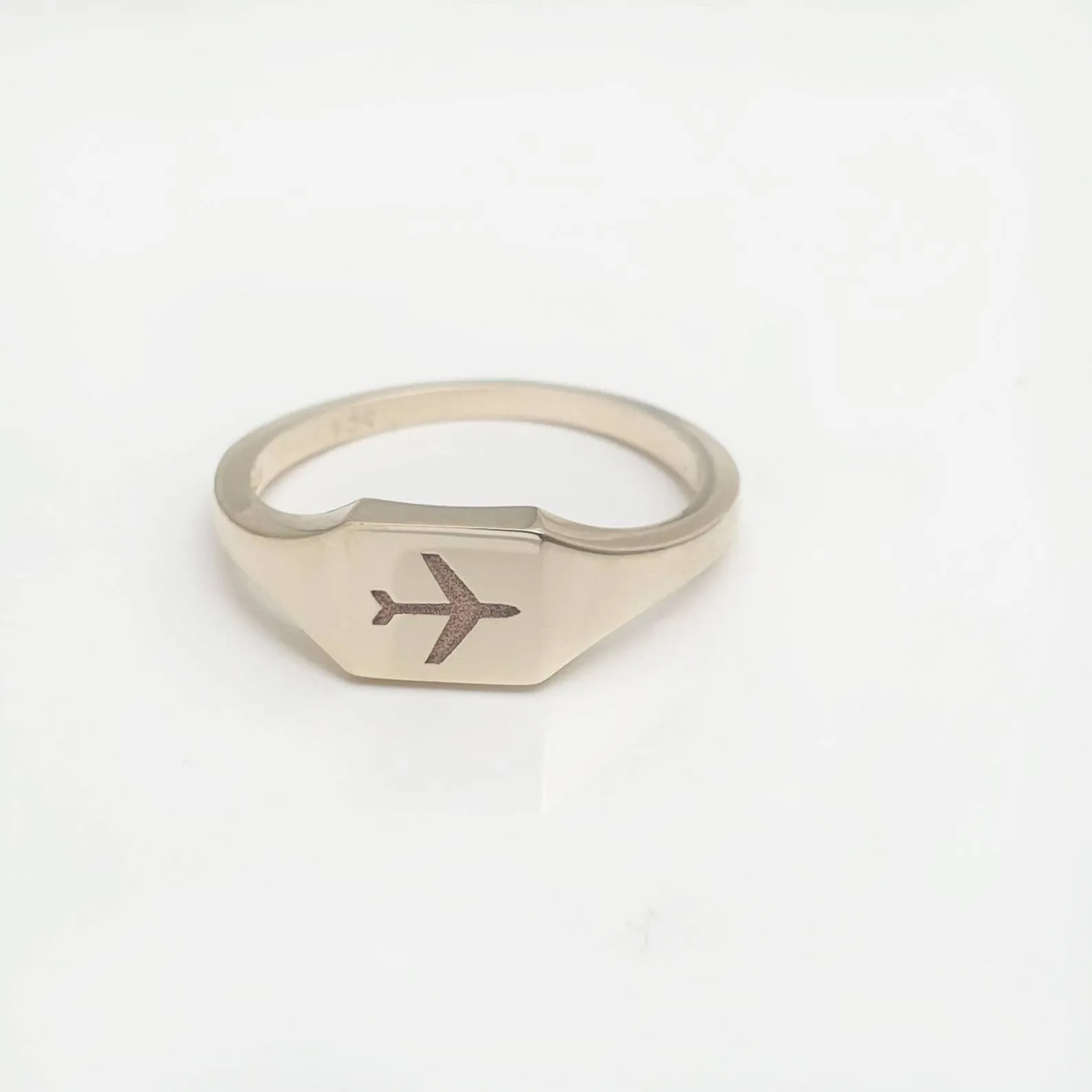 Square Airplane Signet Ring