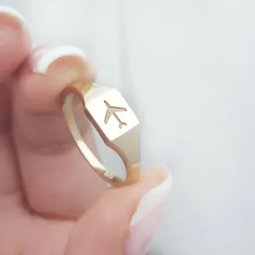 Square Airplane Signet Ring