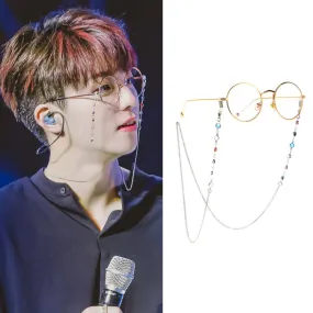 Star Style Stained Glass Presbyopic Myopic Eyeglasses Chain(Silver)