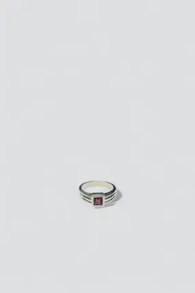 Sterling Silver Amethyst Square Signet Ring