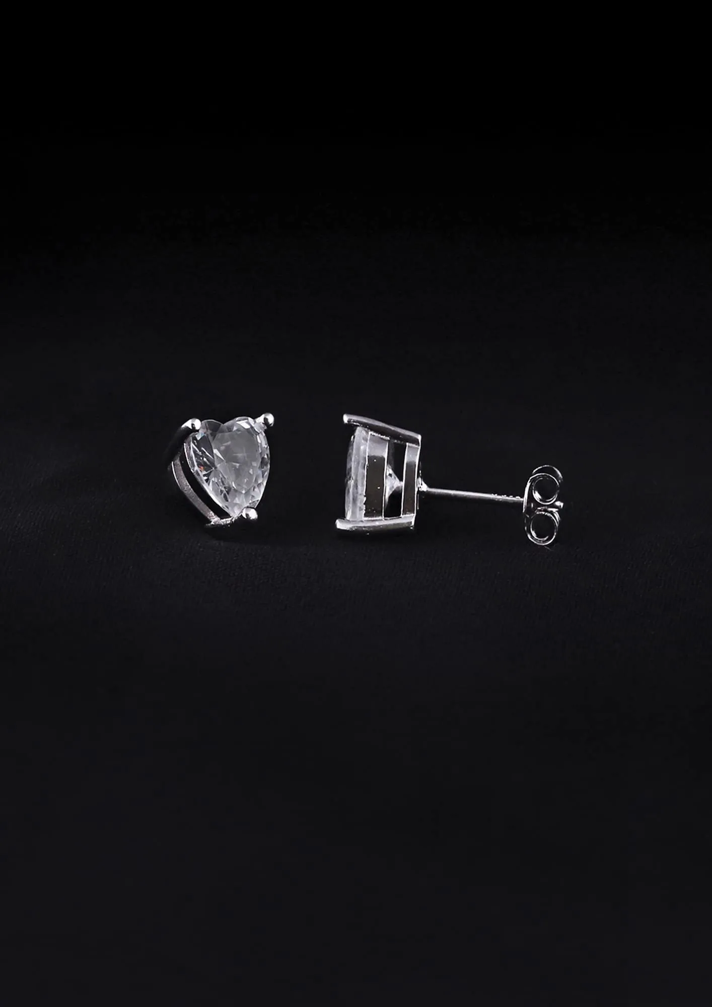 Sterling Silver Earrings for Women Stone Heart Stud Earrings 7x8 Mm