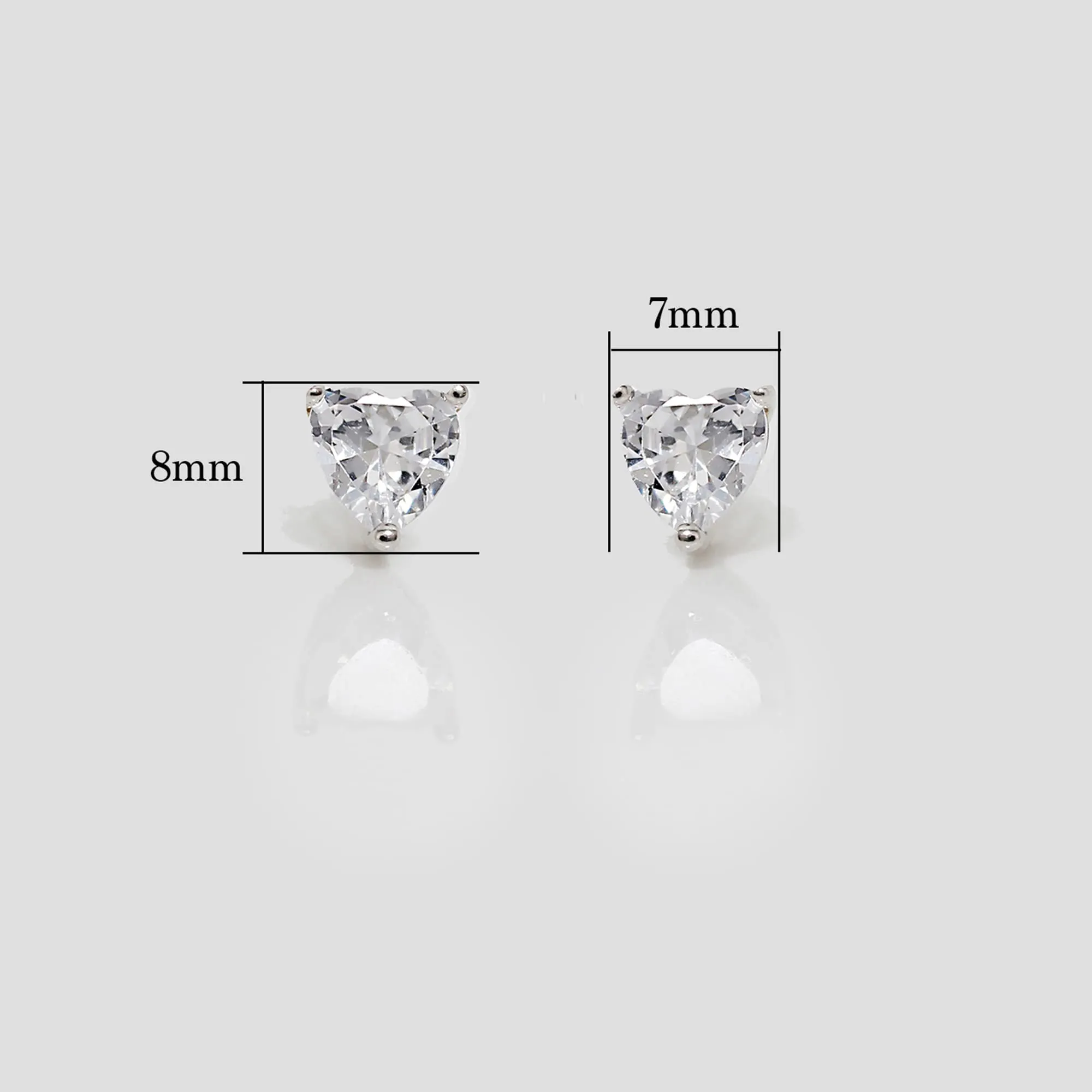 Sterling Silver Earrings for Women Stone Heart Stud Earrings 7x8 Mm