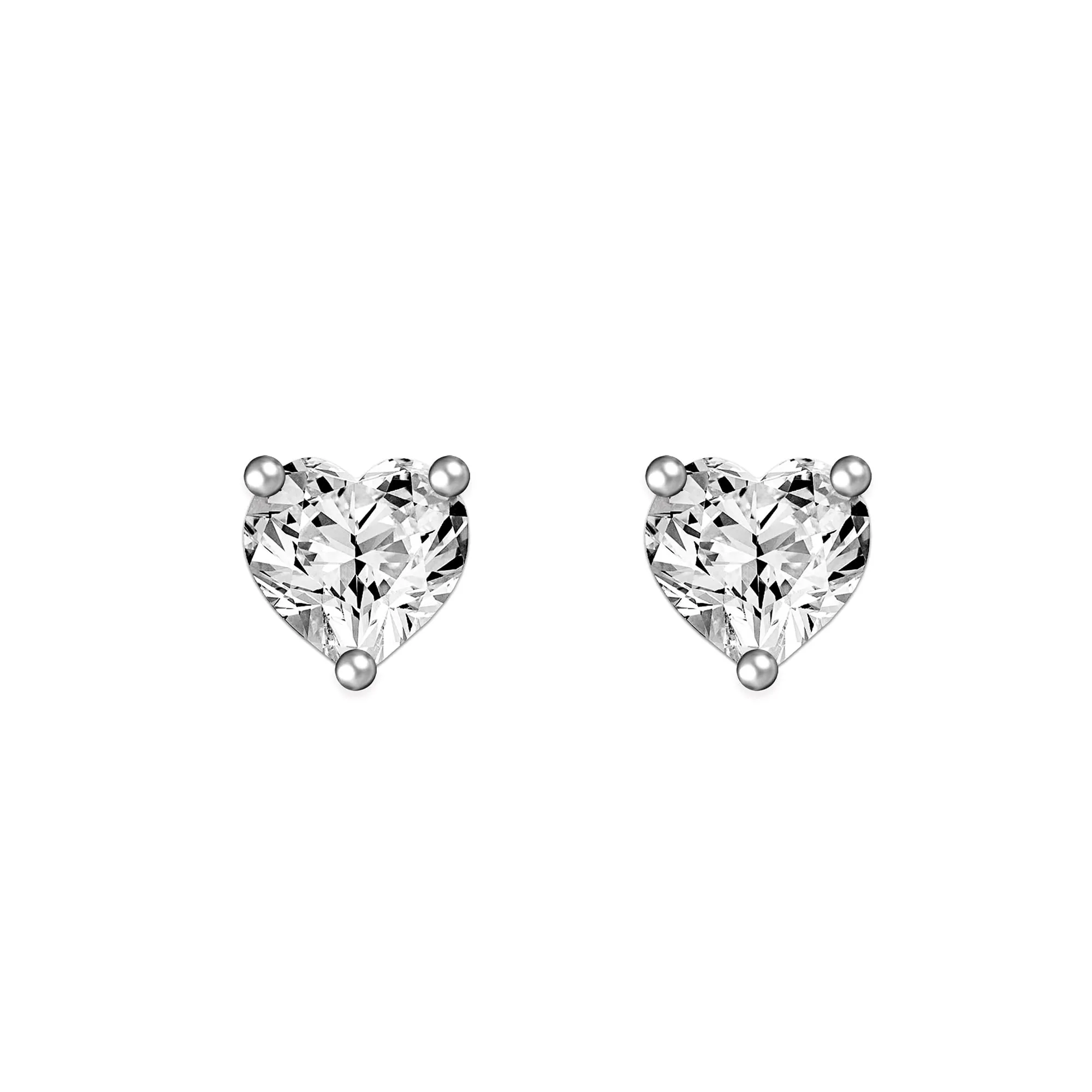 Sterling Silver Earrings for Women Stone Heart Stud Earrings 7x8 Mm