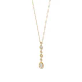 Sterling Silver Gold Plated Rainbow Moonstone Drop Necklace