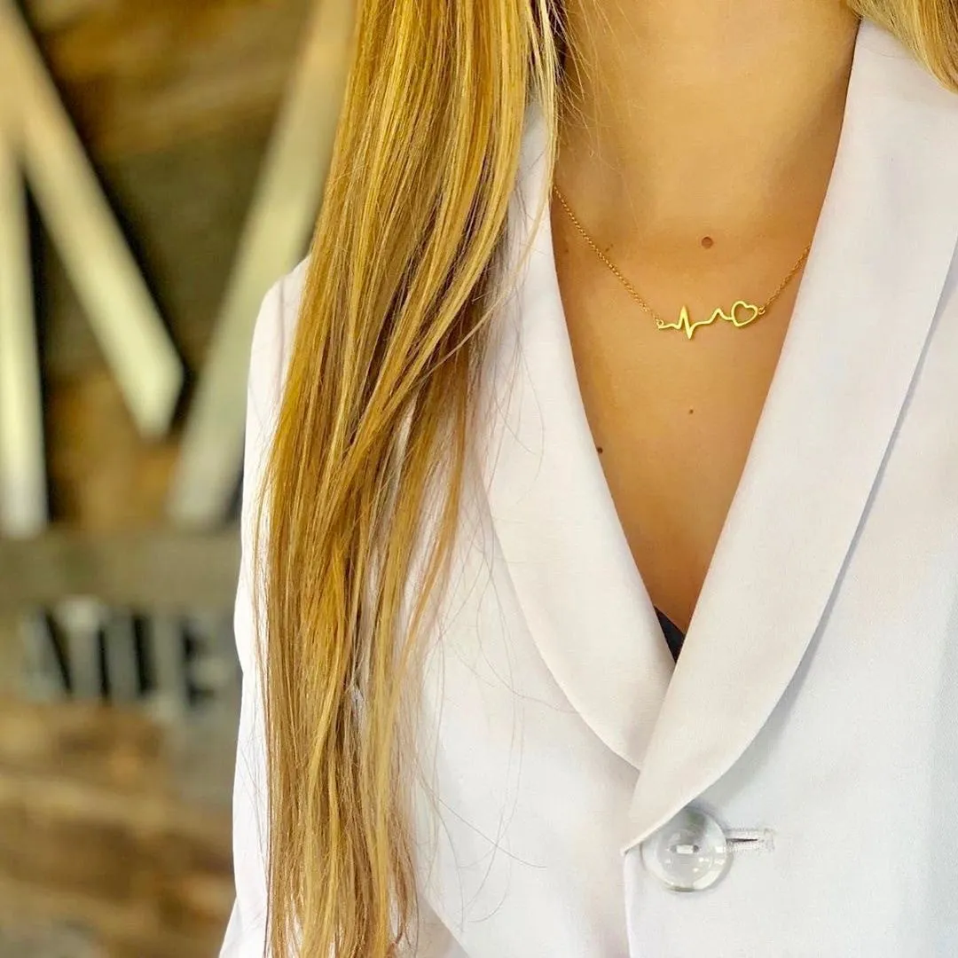 Sterling Silver heartbeat necklace, heartbeat necklace, EKG necklace