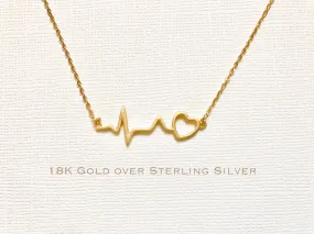 Sterling Silver heartbeat necklace, heartbeat necklace, EKG necklace