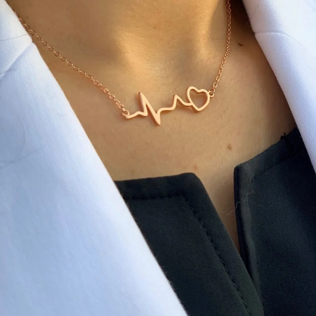 Sterling Silver heartbeat necklace, heartbeat necklace, EKG necklace