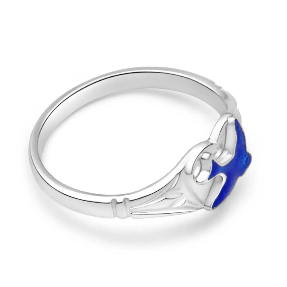 Sterling Silver Kids Signet Ring With Bluebird