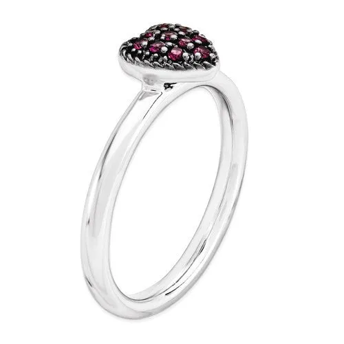 Sterling Silver Stackable Expressions Cr Ruby Heart Ring