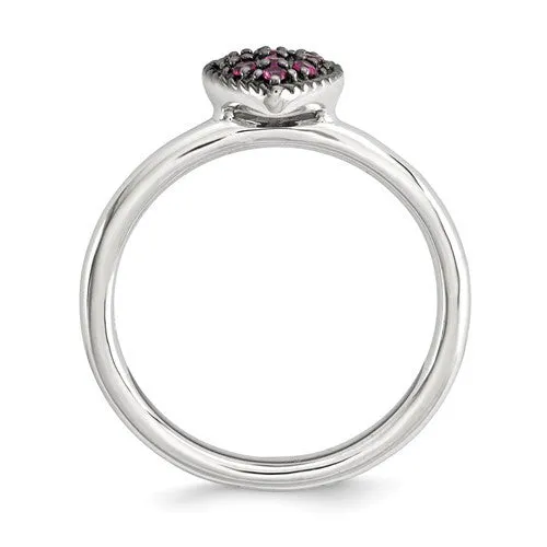 Sterling Silver Stackable Expressions Cr Ruby Heart Ring