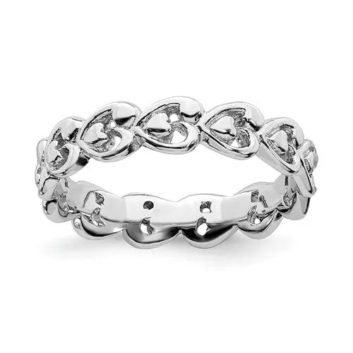 Sterling Silver Stackable Expressions Surrounding Hearts Eternity Ring