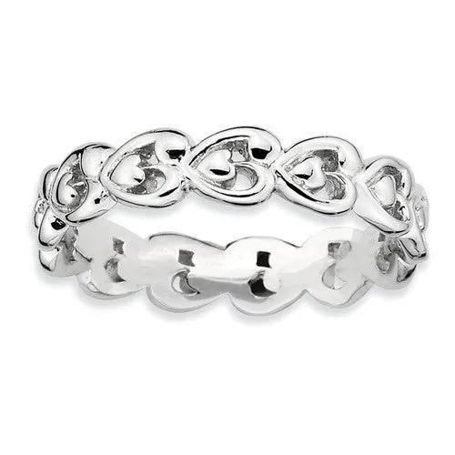 Sterling Silver Stackable Expressions Surrounding Hearts Eternity Ring