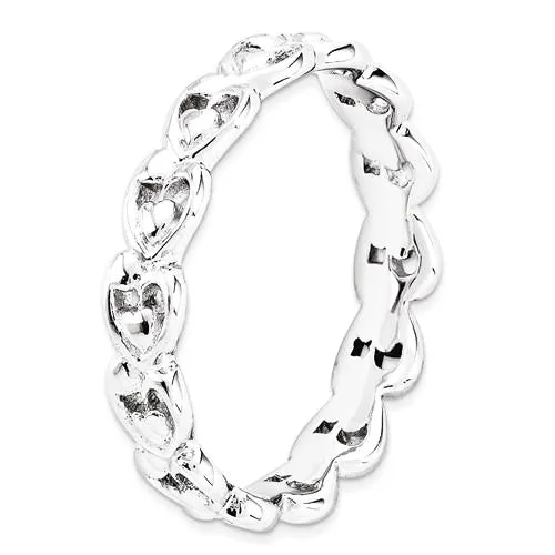 Sterling Silver Stackable Expressions Surrounding Hearts Eternity Ring
