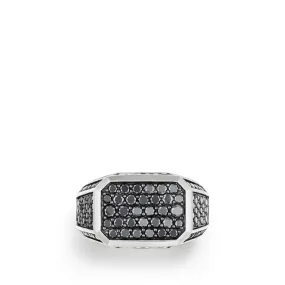 Streamline Pave Signet Ring with Black Diamonds