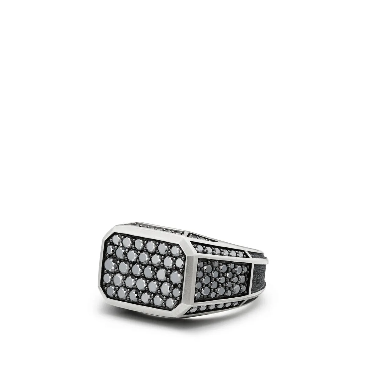 Streamline Pave Signet Ring with Black Diamonds