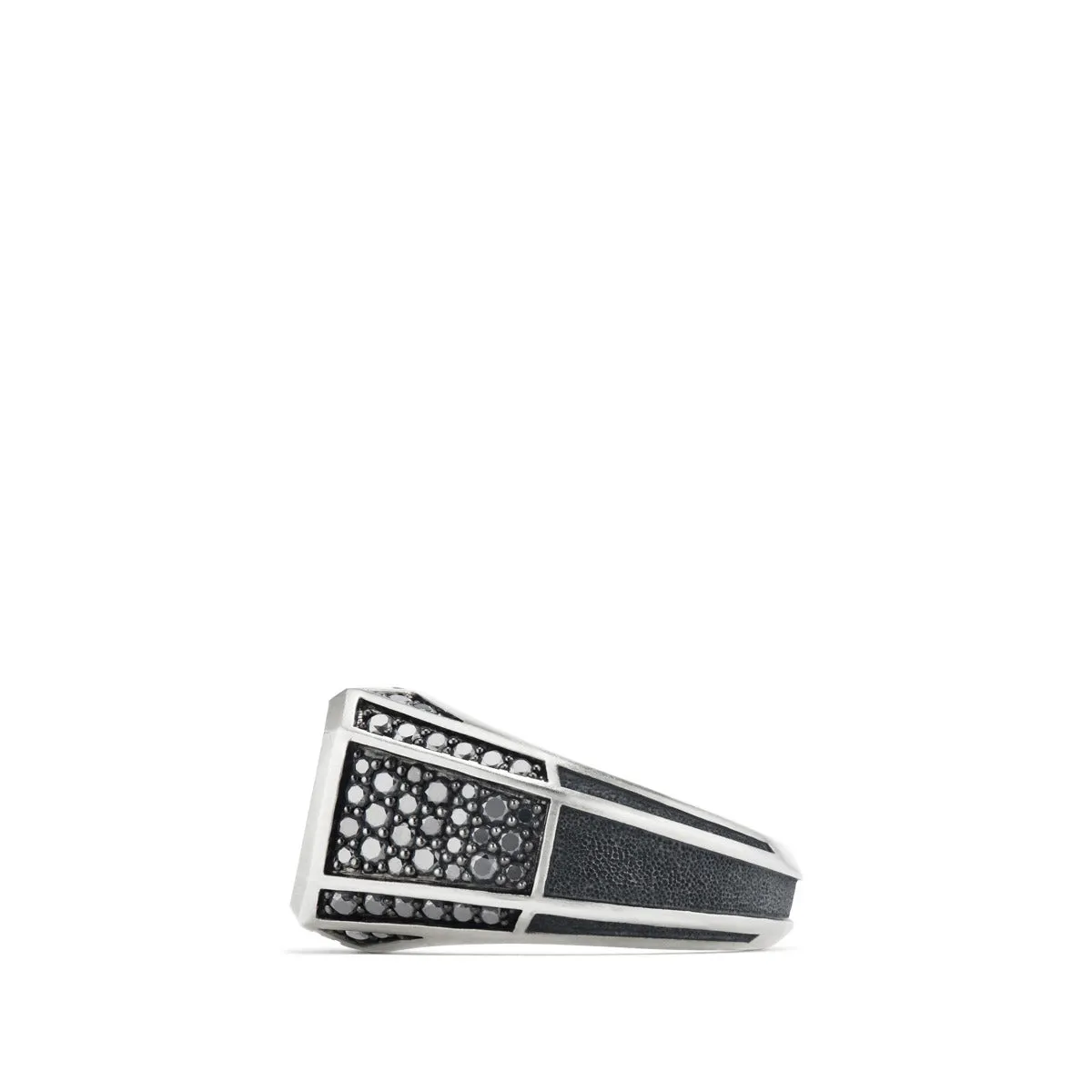 Streamline Pave Signet Ring with Black Diamonds