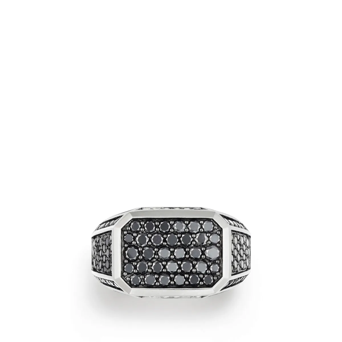 Streamline Pave Signet Ring with Black Diamonds