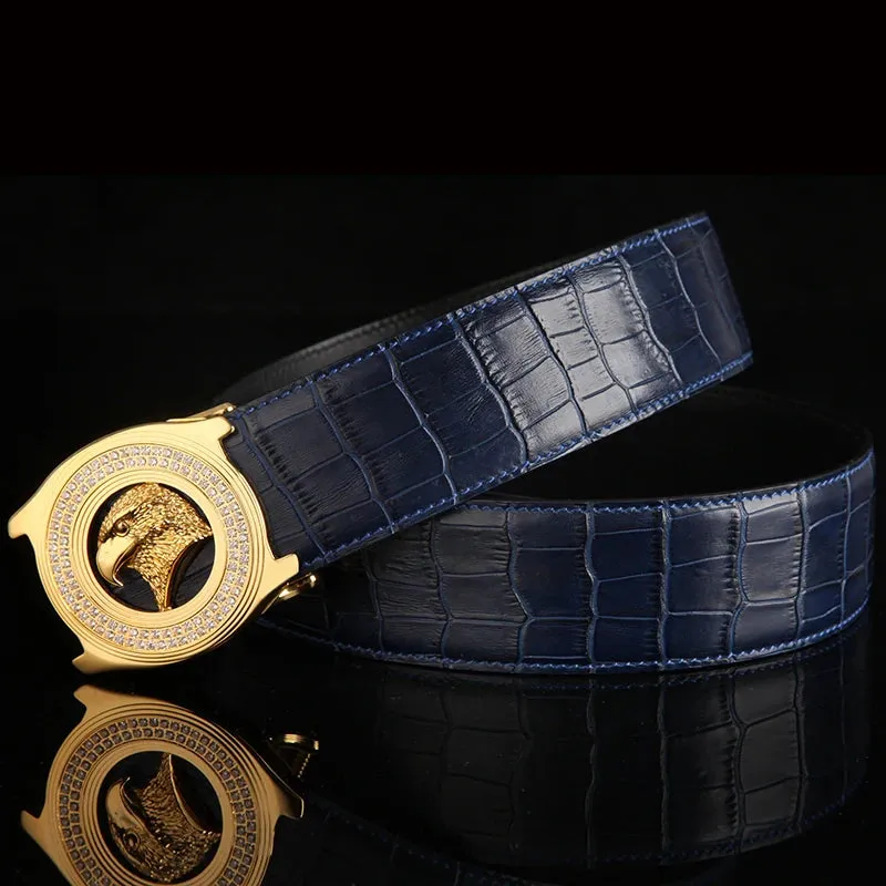 Stylish Eagle Head Belt - Diamond Inlaid Steel Buckle & Cowhide