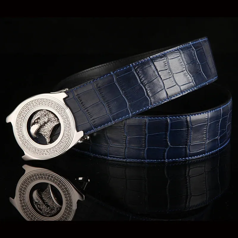 Stylish Eagle Head Belt - Diamond Inlaid Steel Buckle & Cowhide