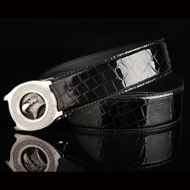 Stylish Eagle Head Belt - Diamond Inlaid Steel Buckle & Cowhide