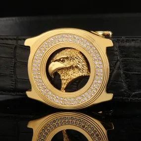 Stylish Eagle Head Belt - Diamond Inlaid Steel Buckle & Cowhide
