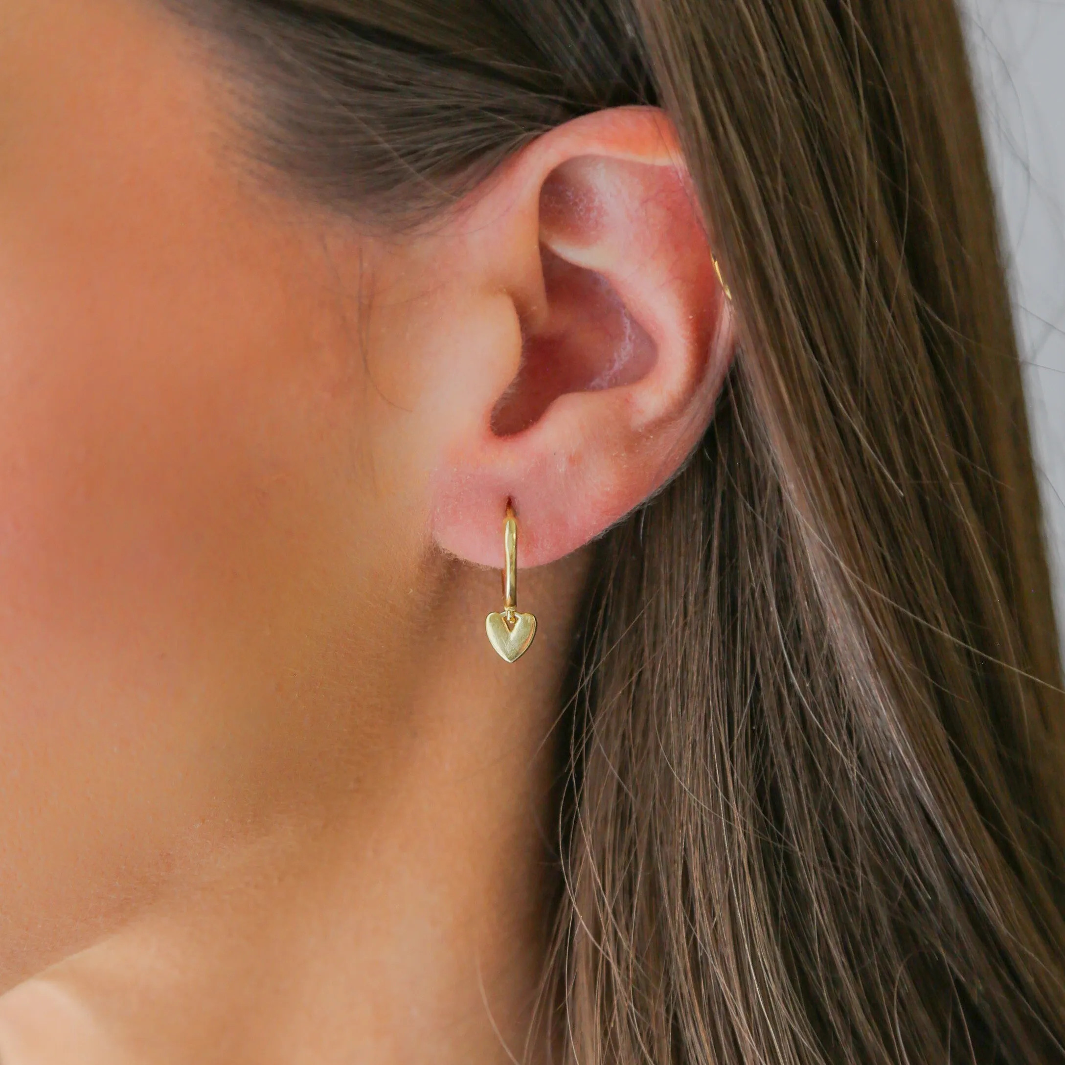 SUSPENDED - 18K Gold Heart Dangle Earrings