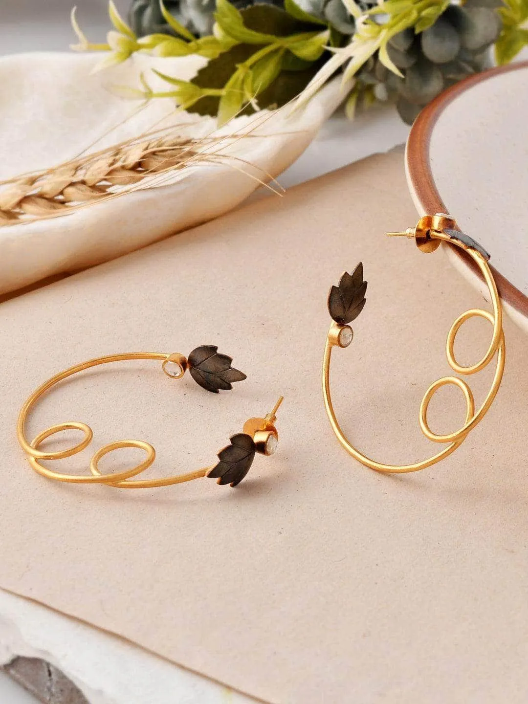 Swirl Leaf Hoop Earring