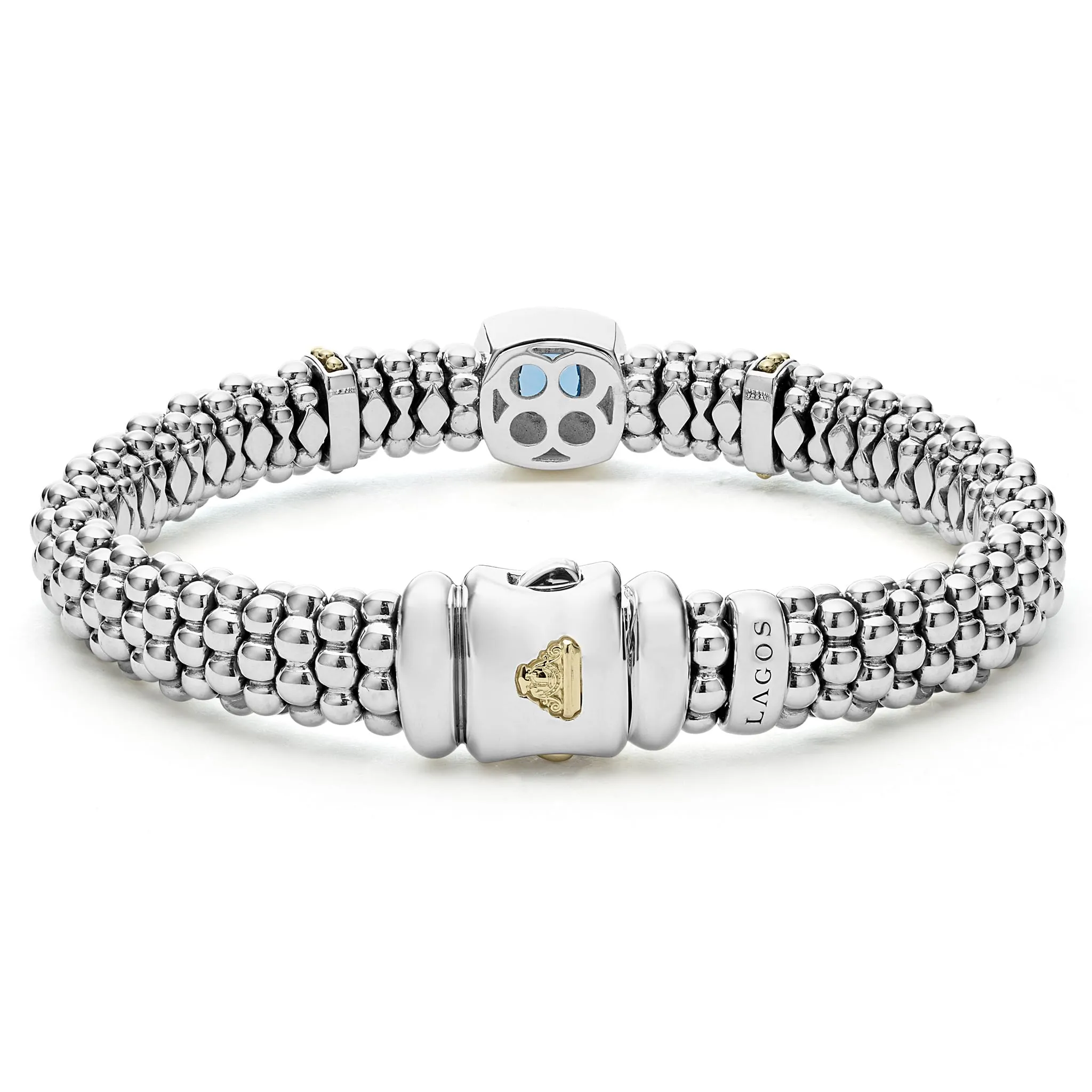 Swiss Blue Topaz Caviar Bracelet | 9mm (Size S )