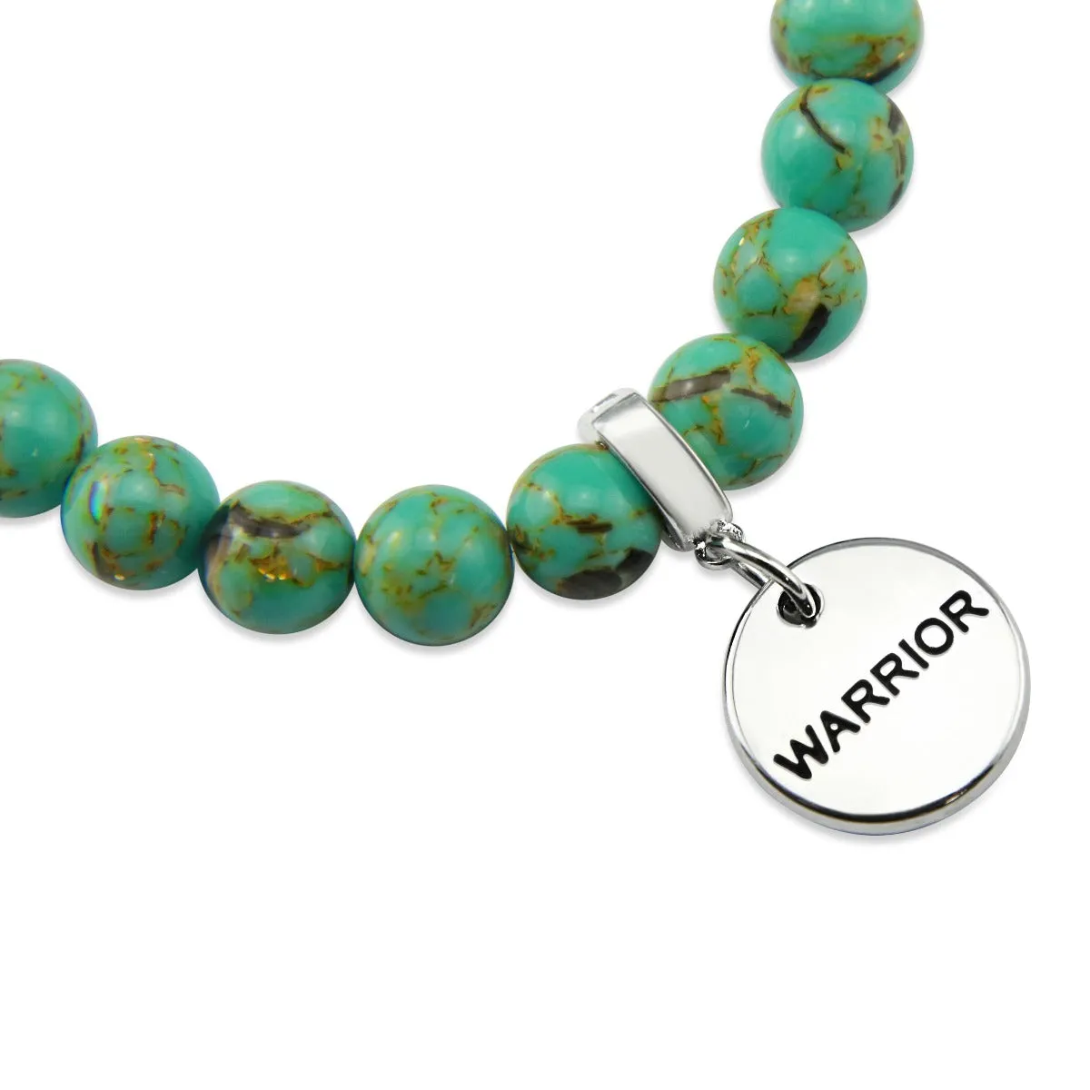 TEAL COLLECTION - Light Teal Synthesis 8mm Beads - Silver Word Charms