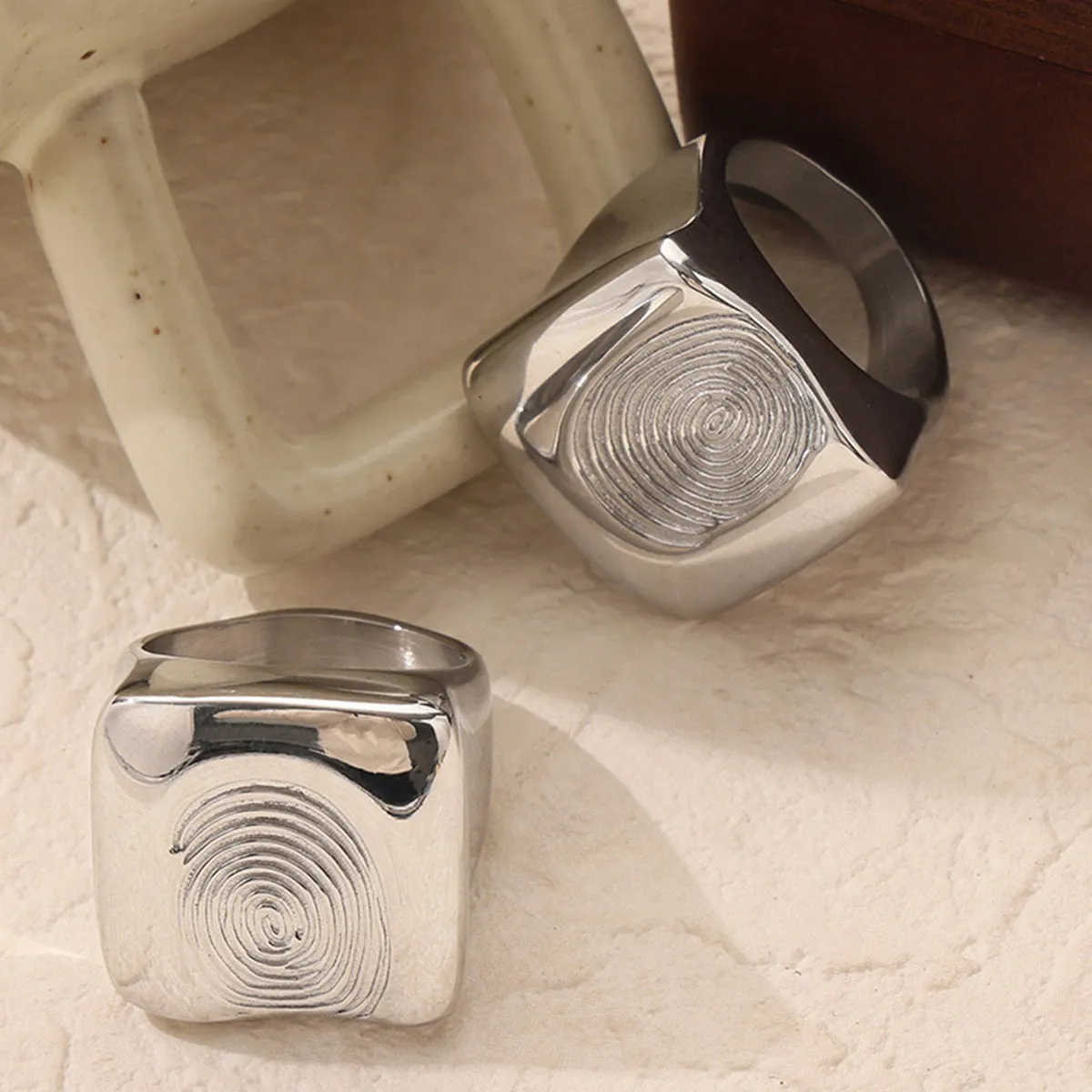 TEEK - Titanium Steel Fingerprint Signet Ring