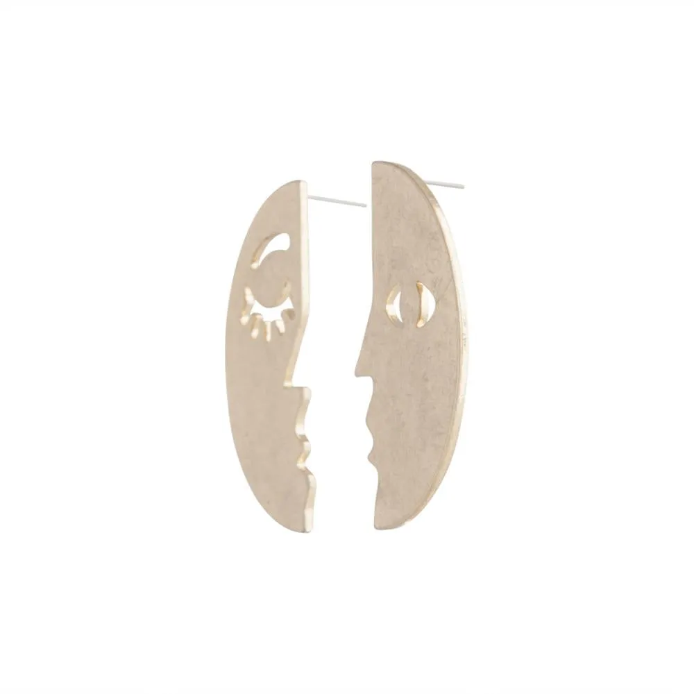 Textured Gold Mis Matched Face Studs