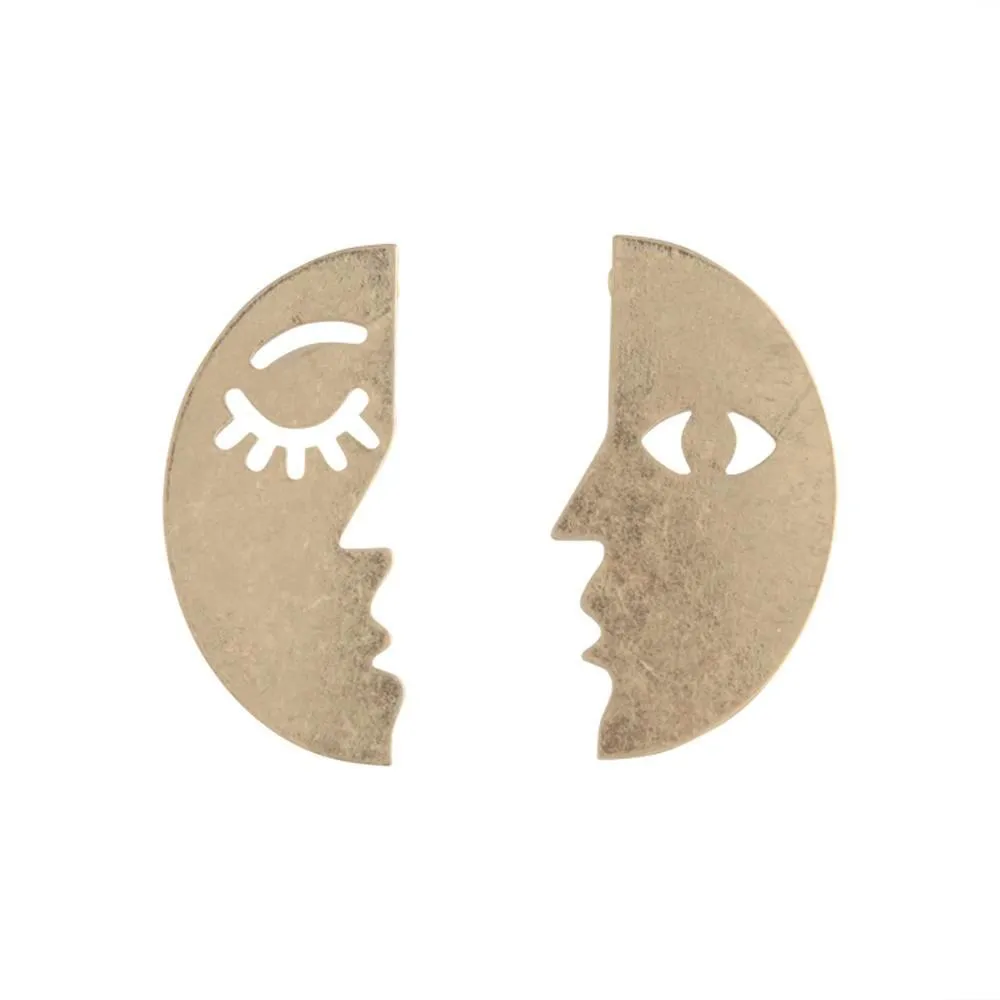 Textured Gold Mis Matched Face Studs