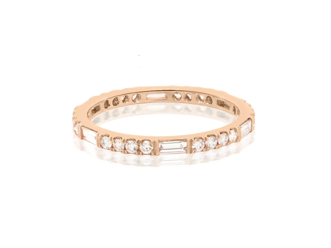 Thin Horizon Line Diamond Rose Gold Band