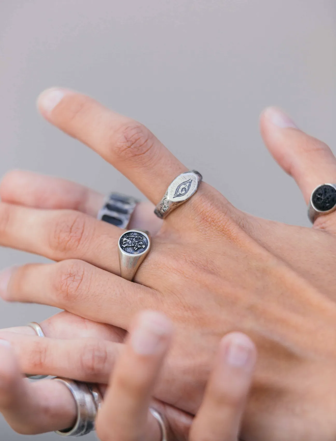 Thin Signet Ring With Engraved Evil Eye