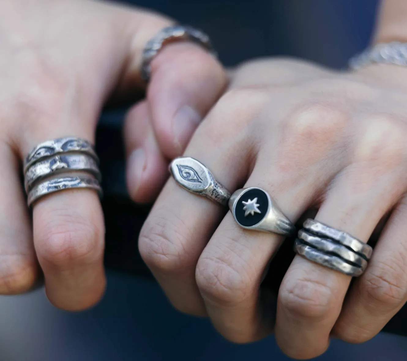 Thin Signet Ring With Engraved Evil Eye