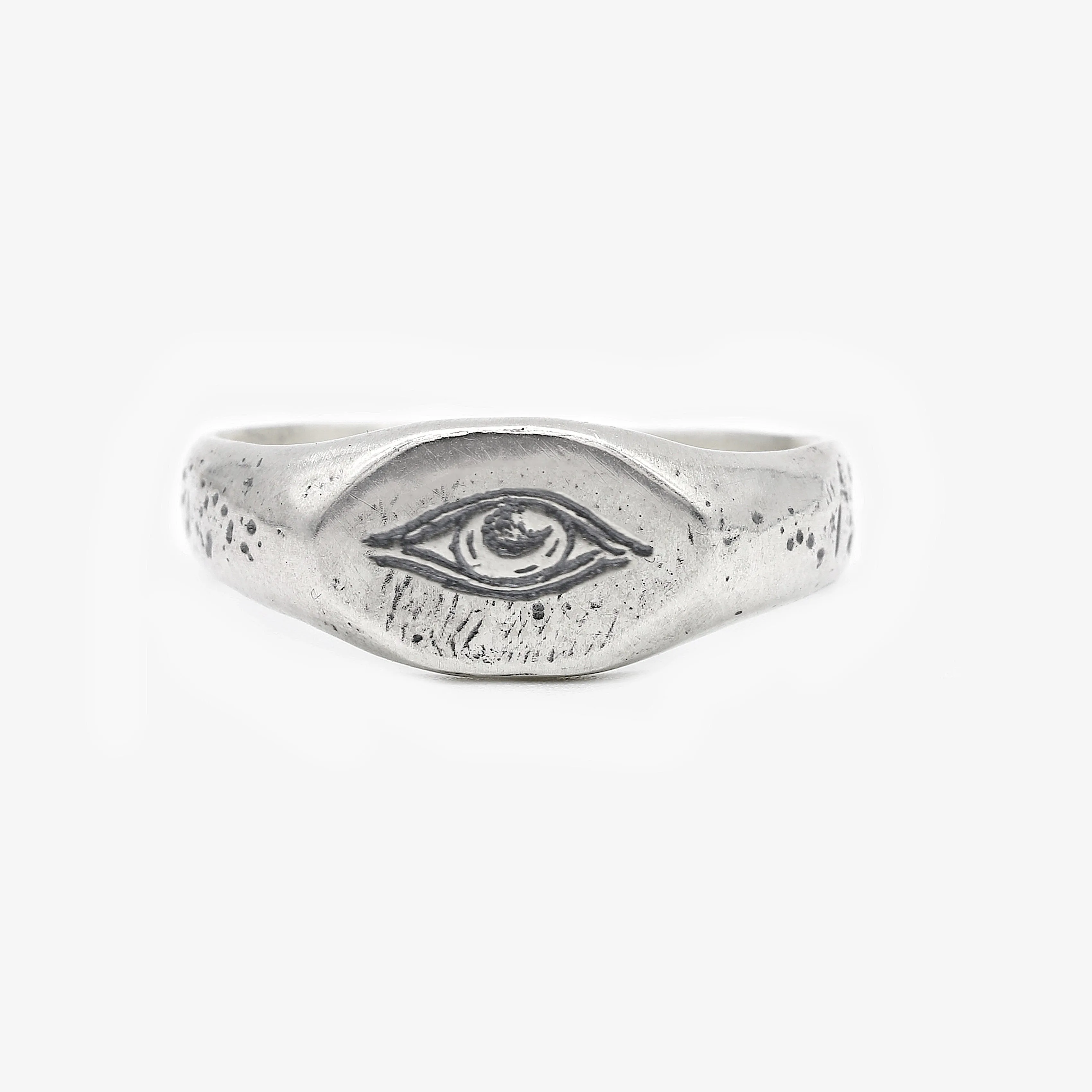 Thin Signet Ring With Engraved Evil Eye