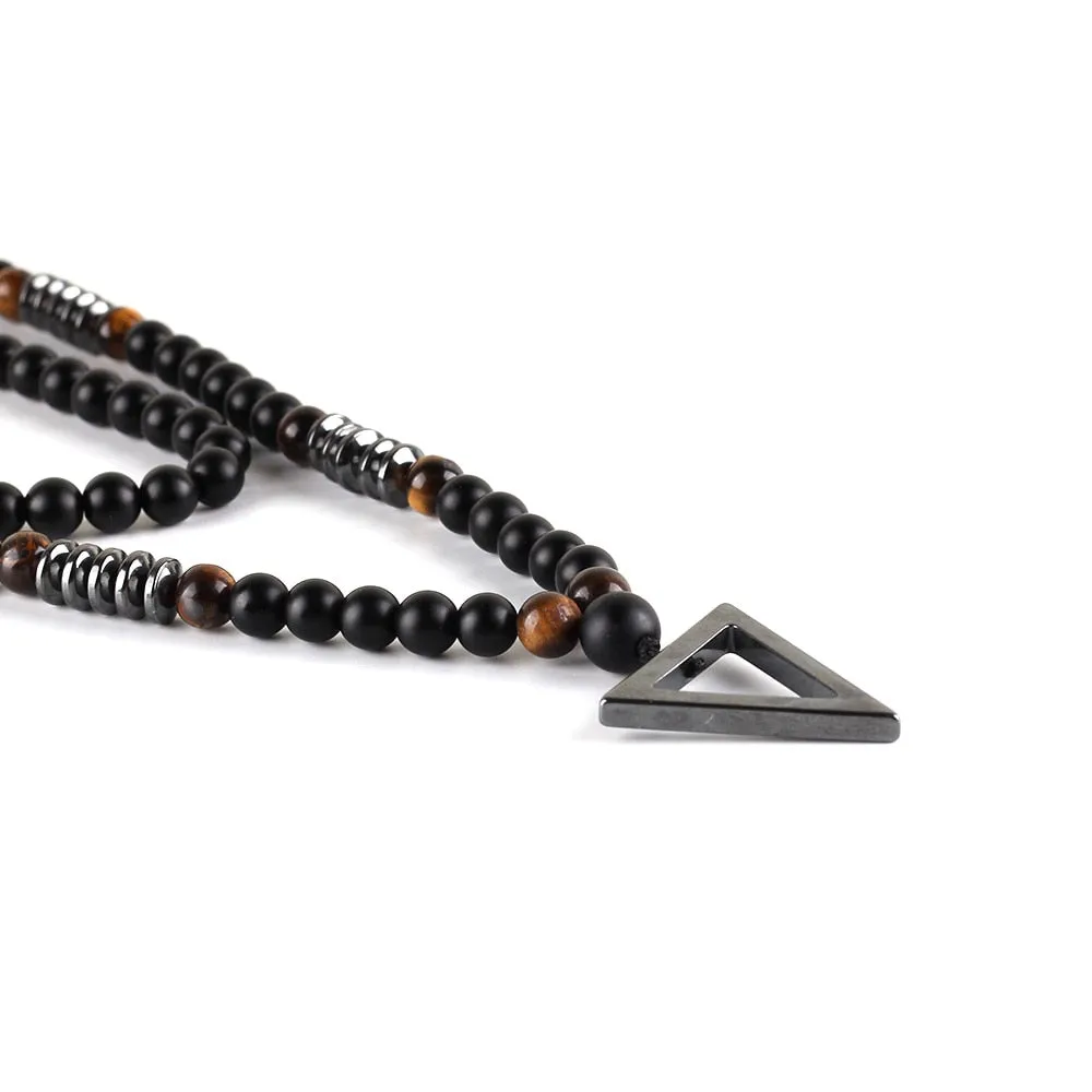 Tiger eye stone Beads Hematite Triangle Pendants