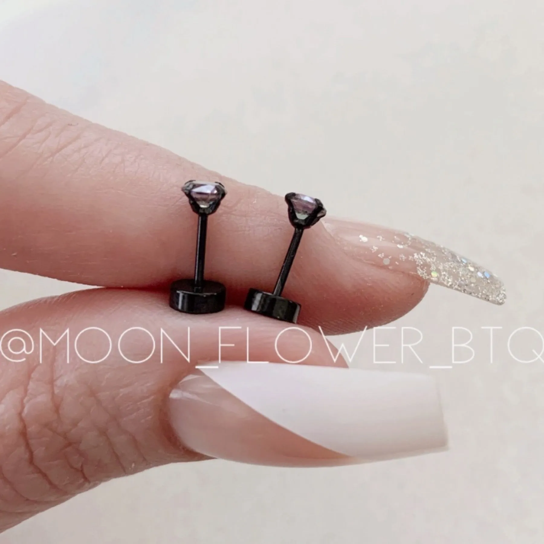Tiny Black Rainbow CZ Earrings