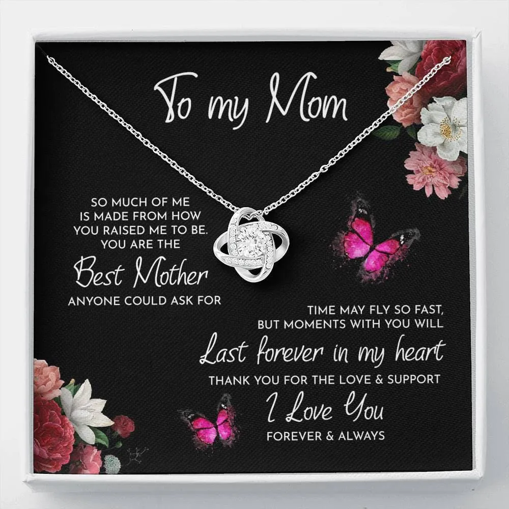To My Mom Time May Fly Love Knot Necklace