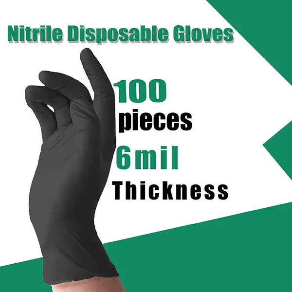 TOJIEU®, Disposable Medical Nitrile Examination Gloves, Black, XL (200 Count)
